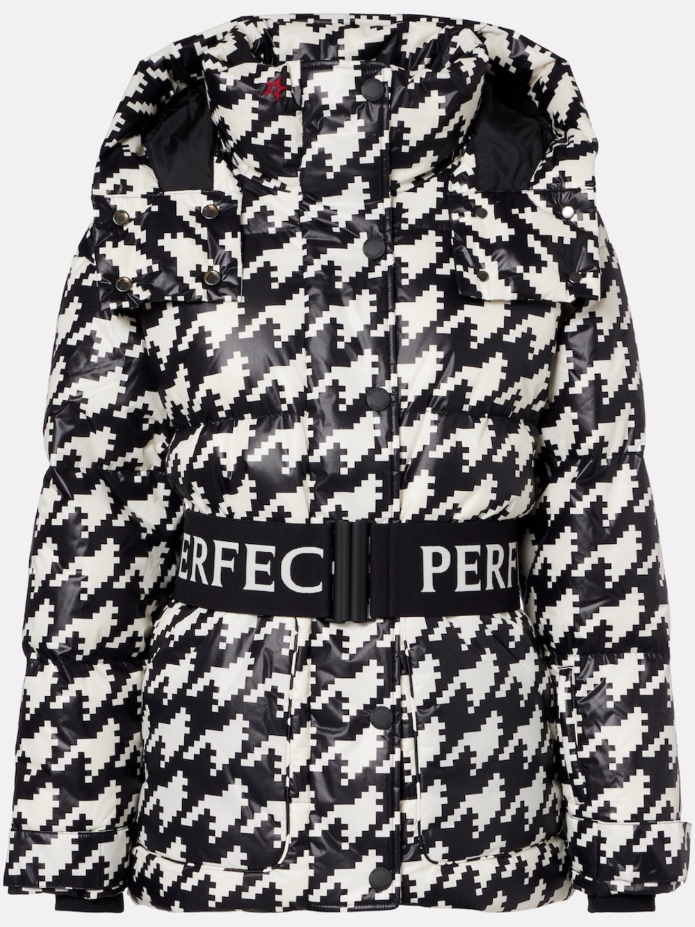 Perfect Moment Cortina Houndstooth Jacket Belted Black White Worn Once Small